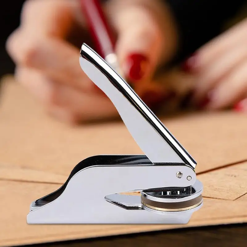 Book Stamp Embosser Metal Library Embosser Seal Stamp For Books Business Cards Paper Hand-Held Embossing Stamp For DIY Journals
