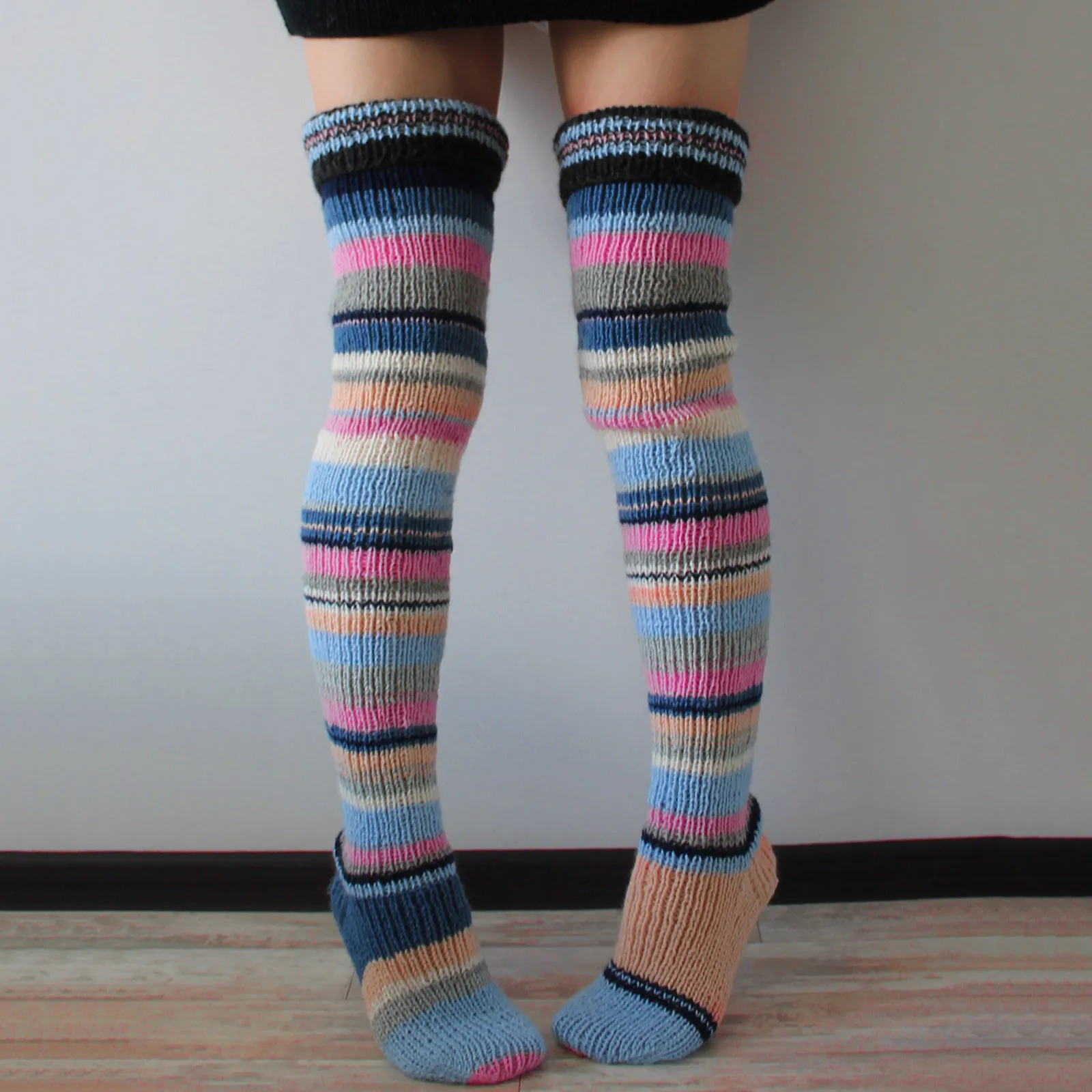 

Women Knitted Stockings Winter Warm Socks Girls Thigh Over Knee Long Socks Christmas Thigh High Stocking Plus Size Stockings