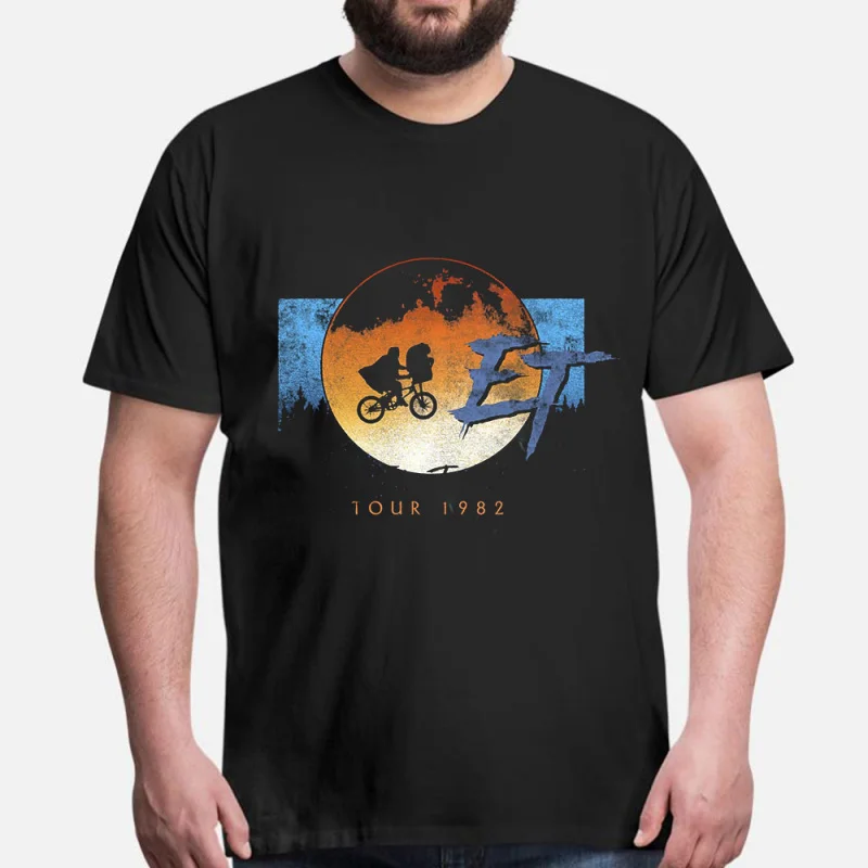 

E.T. The Extra-Terrestrial Tour 1982 Retro Alien Movie Graphic T shirt for Sci-Fi Fans 100% cotton printed All size Tops S-6XL