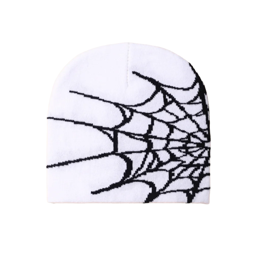 Y2K Soft Spider Web Pattern Beanie Caps Warm Stretch Pullover Hat Street Punk Multiple Colors Cuffed Knitted Hat Winter