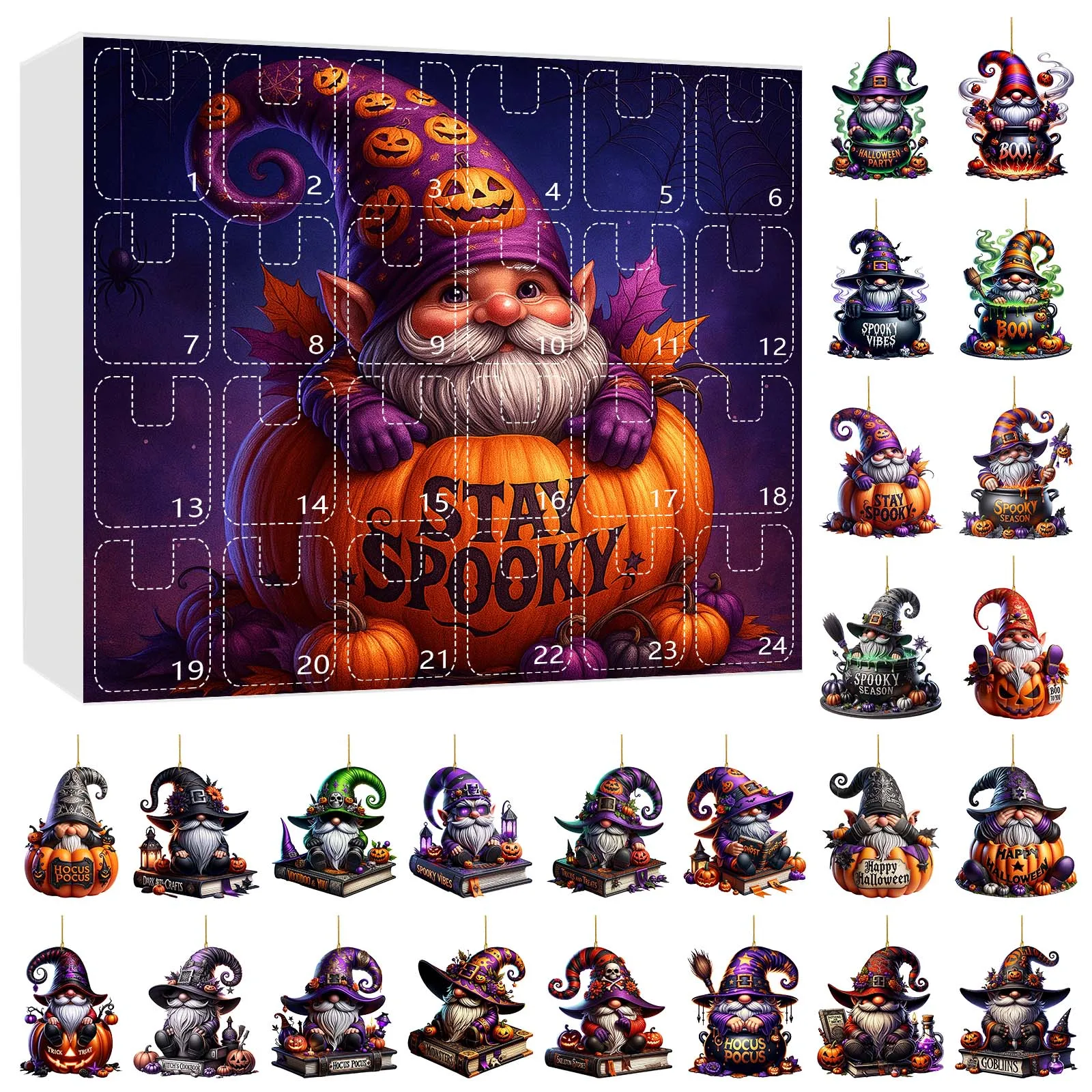 أضواء الرف مع الموقت 1 مجموعة من تقويم وصول قزم الهالوين 24 يوم العد التنازلي للهالوين لعبة 2D 5 دقائق مؤقت رملي صغير