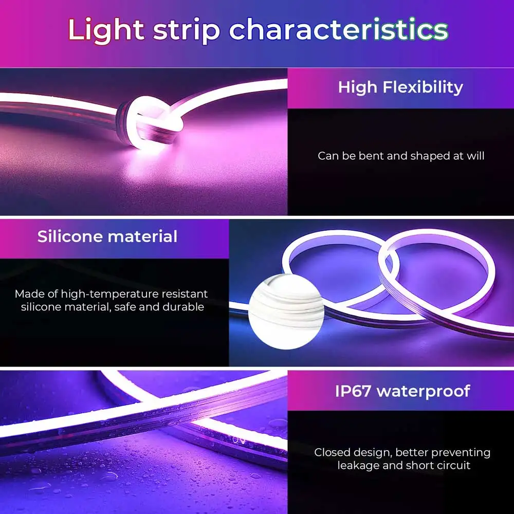 TUYA Neon Strip Light RGBIC WiFi Smart LED Lights USB 5V Ribbon Lighting Lamp Smart APP Dream Color Waterproof Neon Decor Strips