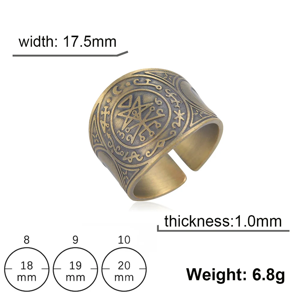 My Shape Vintage Solomon Rings Seal of The 7 Archangels Rings for Men Bronze Copper Ring Viking Rune Finger Ring Amulet Jewelry