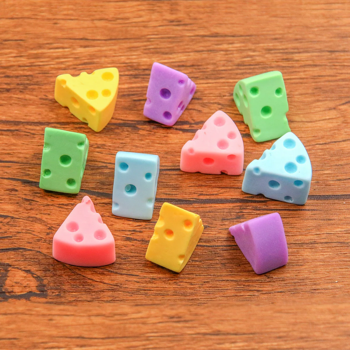 10Pcs 5Color About 18X18mm Cartoon Resin Cheese Style Decorative Jewelry Barrettes Scrapbook Craft Diy Miniature Decorations