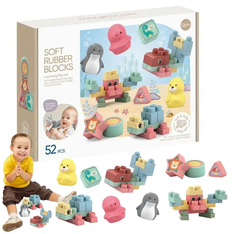 

Toddler Building Blocks Soft Blocks Baby Building Set Chewable Sensory Toys STEM Kits Educational Toys Fine Motor Skills