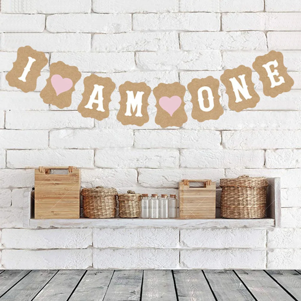 

I 3M Love Heart Kraft Happy 1St Birthday Banner Party Decor Brown Exquisite I Birthday Banner