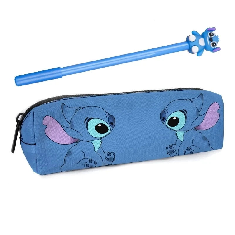 Anime 2pcs Disney Stitch Pencil Case pen set Kawaii Lilo & Stitch Print Pen Bag Cartoon Students Storage Bag Stationery Toy Gift