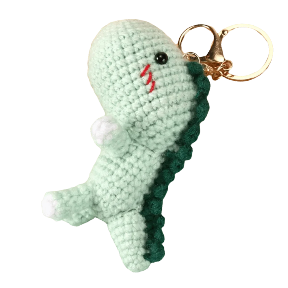 Handmade Crochet Dinosaur Pendant Cartoon Animal Soft Wool Mini Dinosaur Keychain Cute Mini Knitted Pendant Car Key Ring