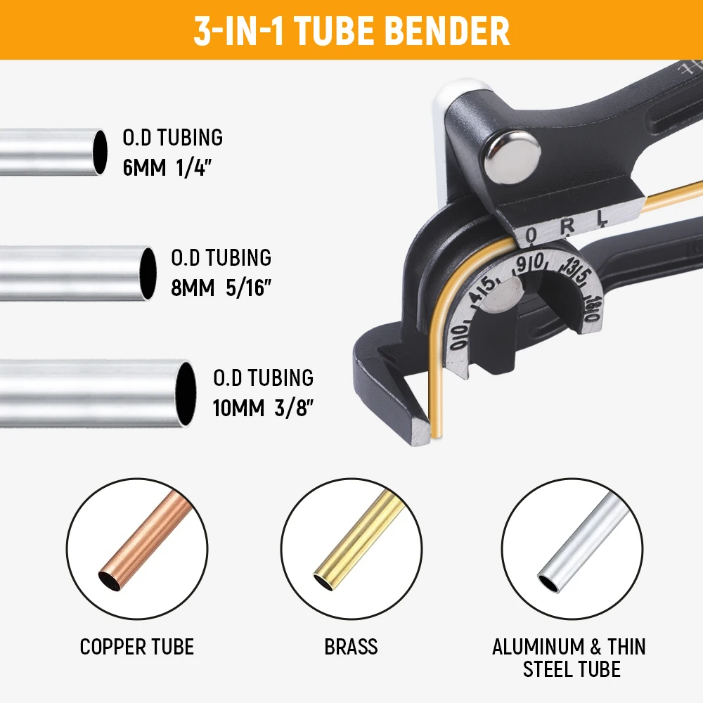 Hoteche 3 في 1 أداة الانحناء اليدوية 6 مللي متر 8 مللي متر 10 مللي متر أنبوب الفرامل المتداول النحاس والنحاس والألومنيوم أنبوب الأنابيب بندر أداة اليد