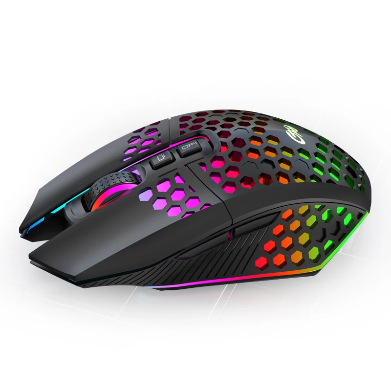 Op Maat Gemaakte Draadloze Gaming Muis Verstelbare Dpi Muis Omkeerbare Draadloze Rgb Honingraat Holle Draadloze Muis