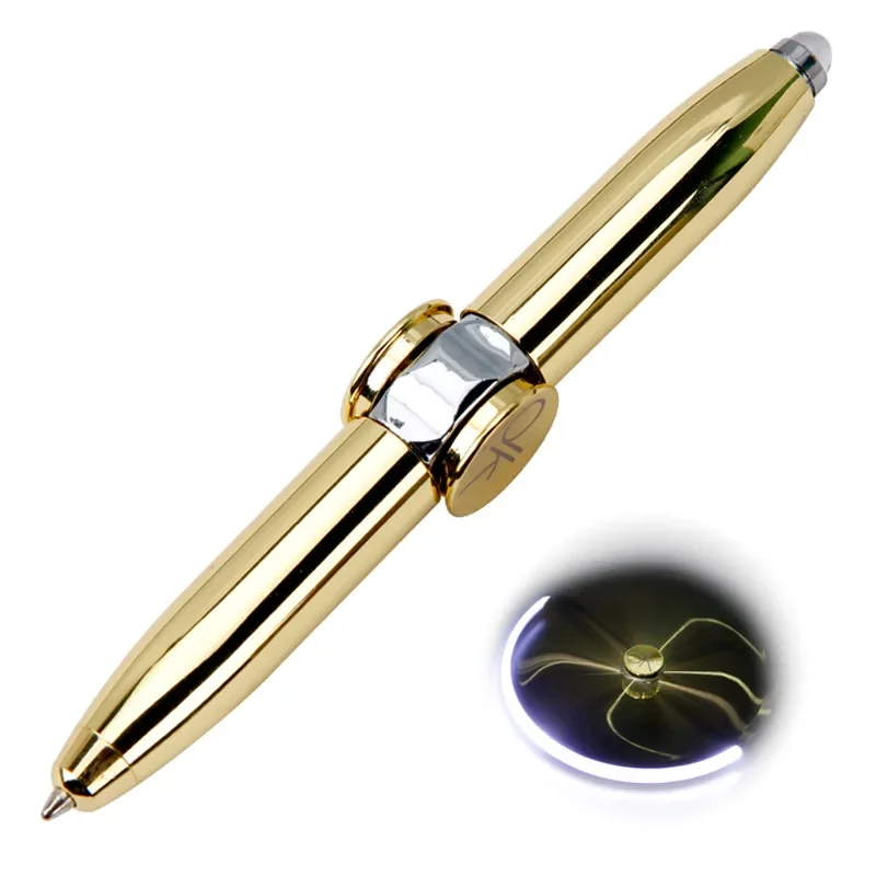 

1PCS Fidget Spinner Ballpoint Pen Multi-Function Rotating Luminous Relaxation Pen Creative LED Light Metal Hand Spinner Pen