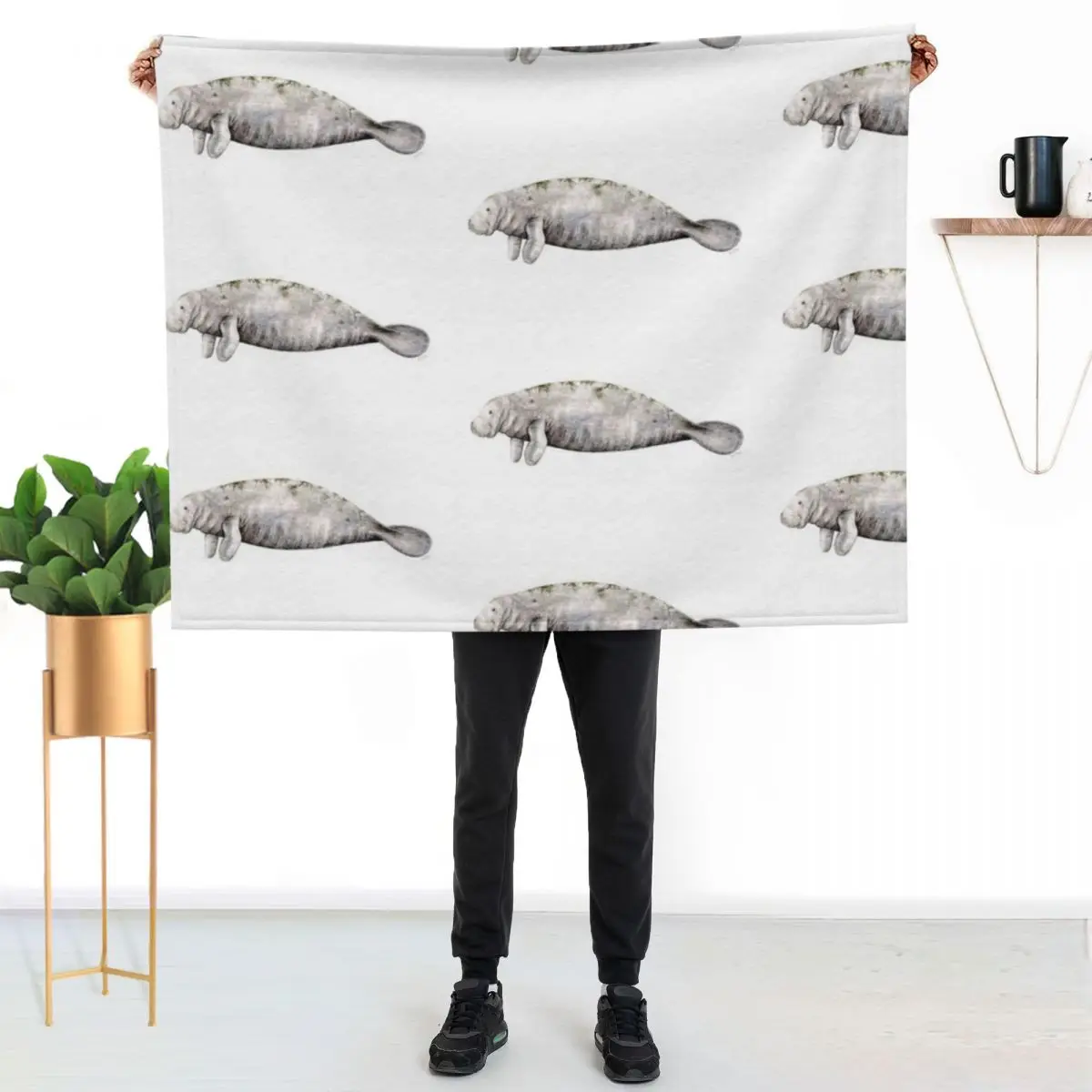 

Manatee Throw Blanket Warm Accent Blanket for Living Room Decoration