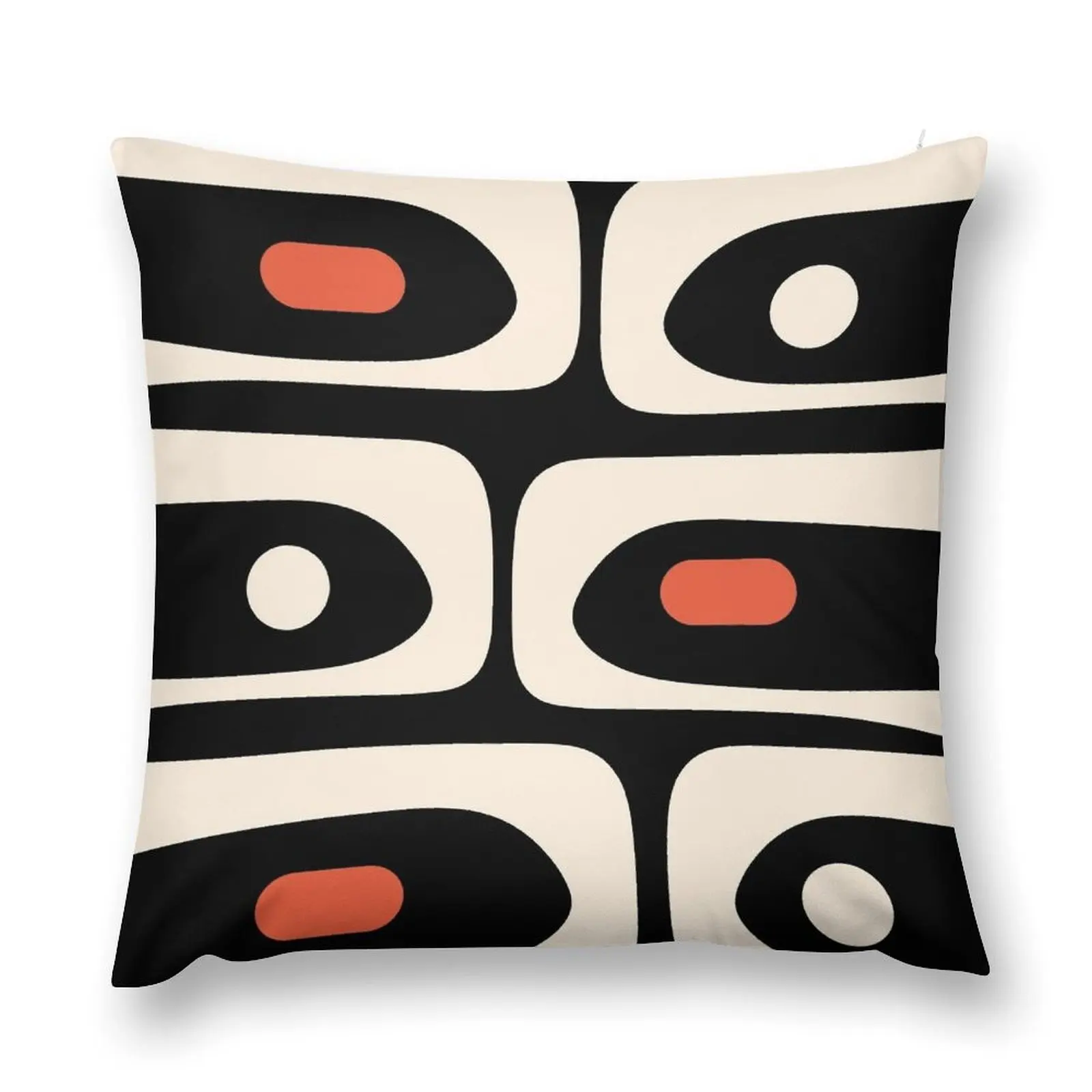 

Mid Century Modern Piquet Abstract Pattern Black, Orange, and Almond Cream Throw Pillow Sitting Cushion Pillow Case pillow