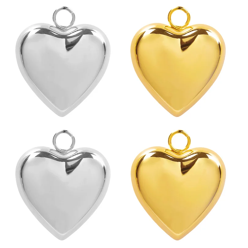 4pcs New Big Heart Acrylic Charms Love Romantic Pendants For Making Diy Jewelry Handmade Stainless Steel Accessories Necklace