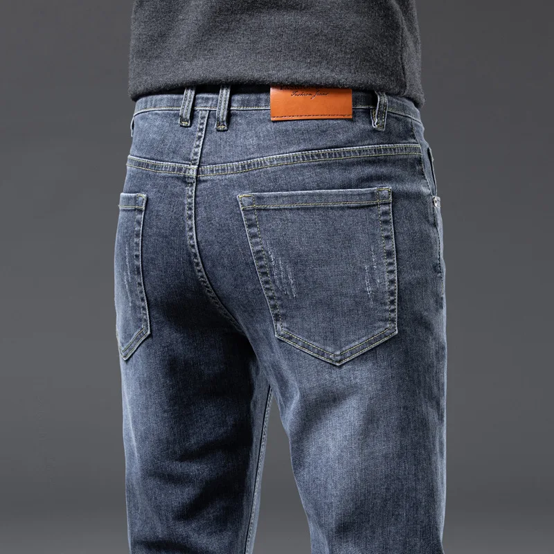 Pantalones vaqueros de moda de gama alta para hombre, pantalones largos informales elásticos versátiles, ligeros, de lujo, a la moda, para otoño