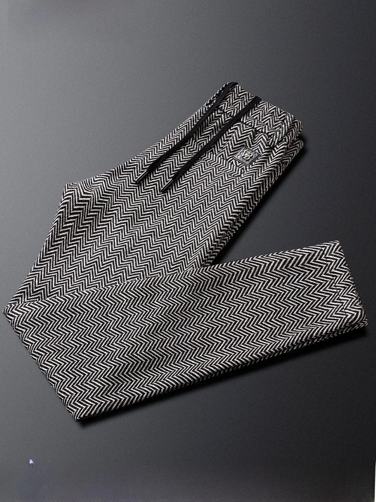 

Ja Charles Men's Slim Fit Casual Pants ey Wave Pattern Faionable Busin West Pants Autumn Winter Seasonal Long Trousers