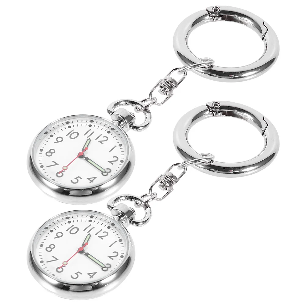 

2Pcs Record Hanging Pocket Watch Keychain Style for Healthcare Workers Portable Lightweight Timekeeper
