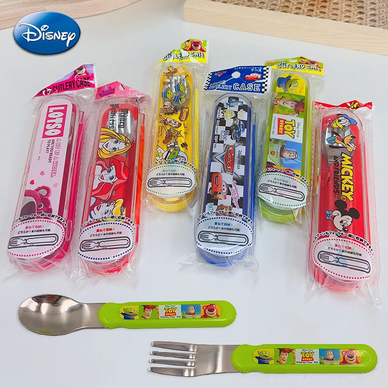 

Disney Mickey Minnie Fork Spoon Tableware Cartoon Kawaii Donald Toy Story Kids Home School Lunch Stainless Steel Fork Spoon Sets