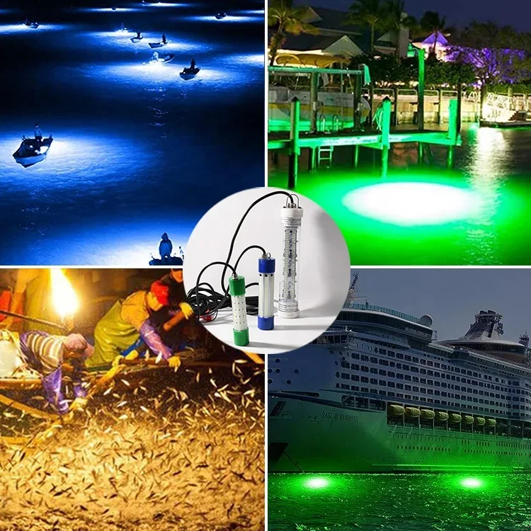 Ip68 300W 5M Underwater Squid Led Lighting Attracting Lure Led Fishing Light Squid Fishing Finder