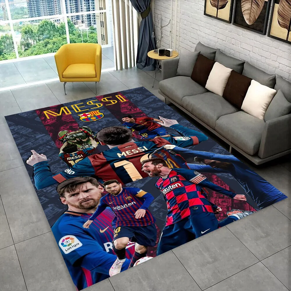 Ziegen-Messi Fußball-Sportstar Teppich für Spielzimmer Schlafzimmer Wohnzimmer Sofa Heimdekoration, Kinder-Spielbereich Teppich Rutschfeste Bodenmatte