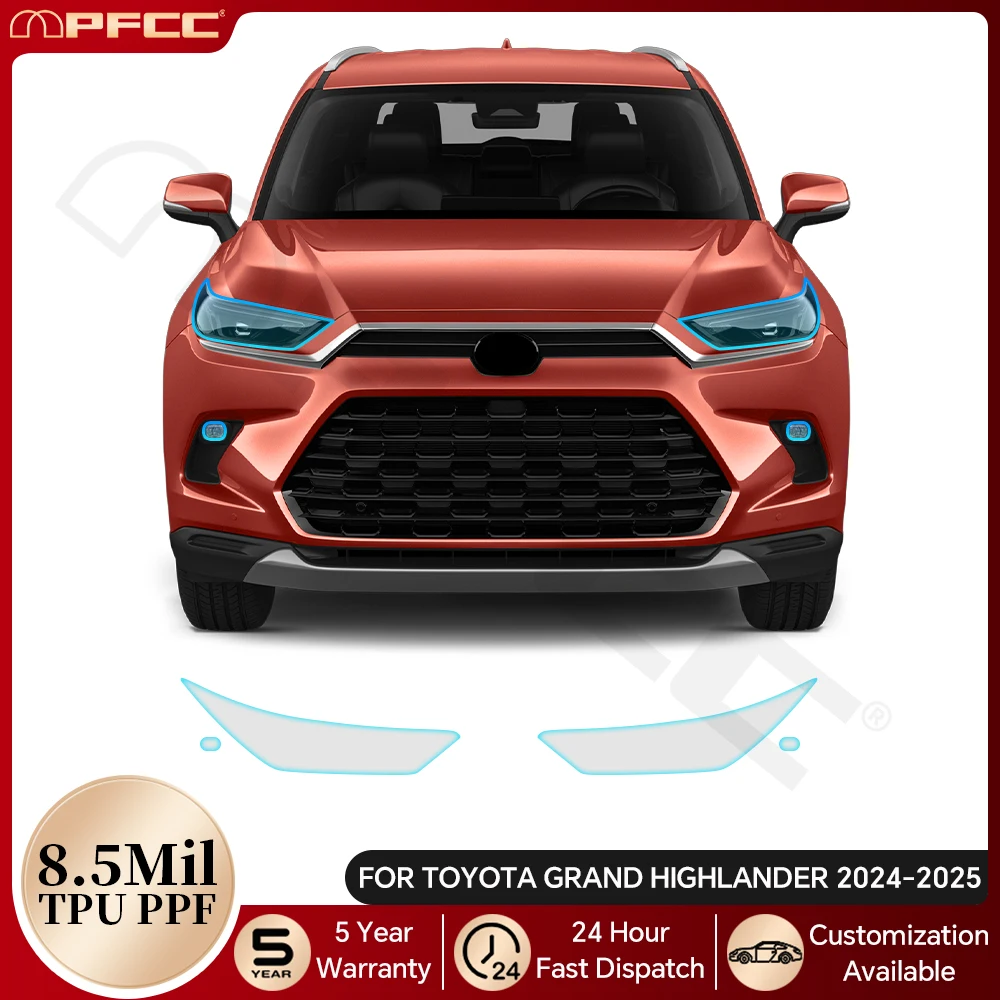 

For Toyota Grand Highlander 2024 2025 Headlight Rearview B C Pillars Door Bowl TPU Paint Protection Film PPF Bra Anti-Scratch