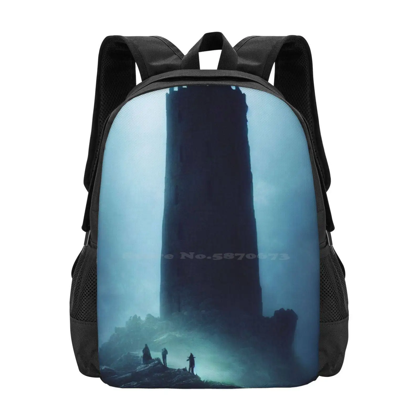 Blu Tower-Mochila Gótica Velha Negra, Bolsas de Moda, Torre do Castelo, Urbex, Horror, Macabro, Nevoado, Surreal, Fantasia Paisagem, Venda Quente