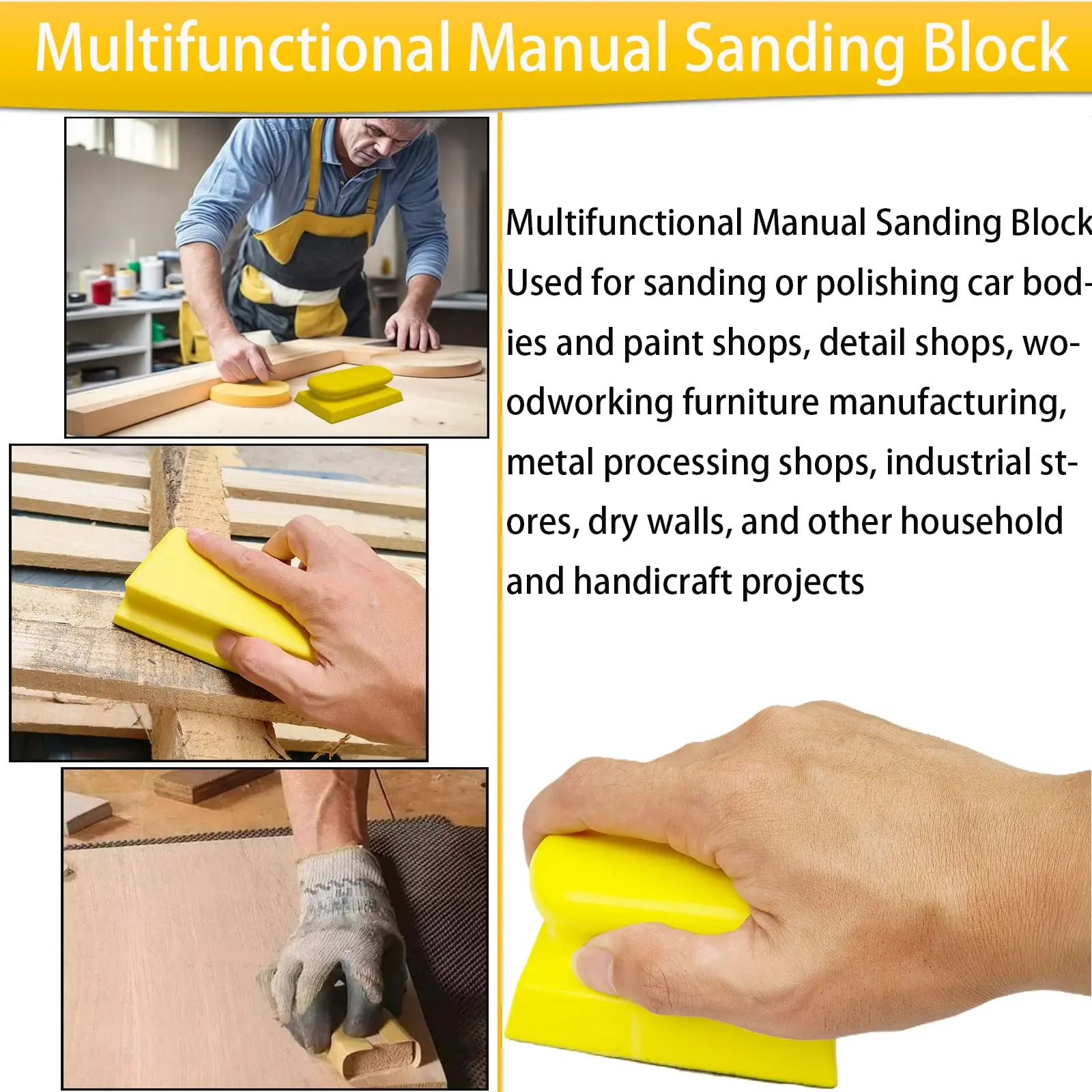 

Набор из 3-х шлифовальных блоков для рук с подложкой на липучке идеально подходит для ремонта деревянной мебели и домашних поделок