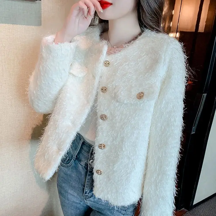 

suit short plush jacket women's spring and autumn new celebrity temperament high-end single-breasted long-sleeved fringed top