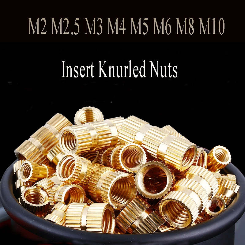 10pcs M2 M2.5 M3 M4 M5 M6 M8 M10 Solid Brass 3D Printer Hot Melt Knurl Injection Molding Embedded Nutsert Insert Nut