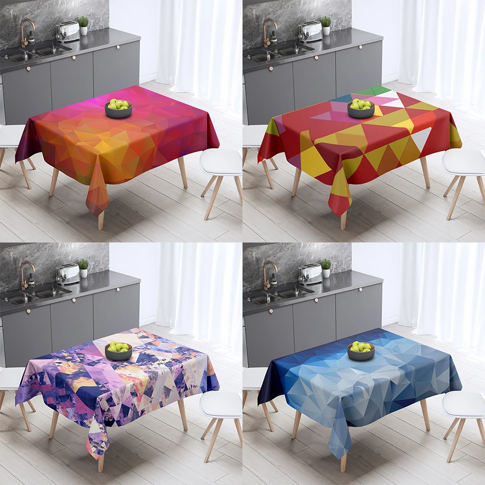

Geometric Triangle Print Pattern Dining Table Tablecloth Home Decor Party Stain Resistant Dust Cover