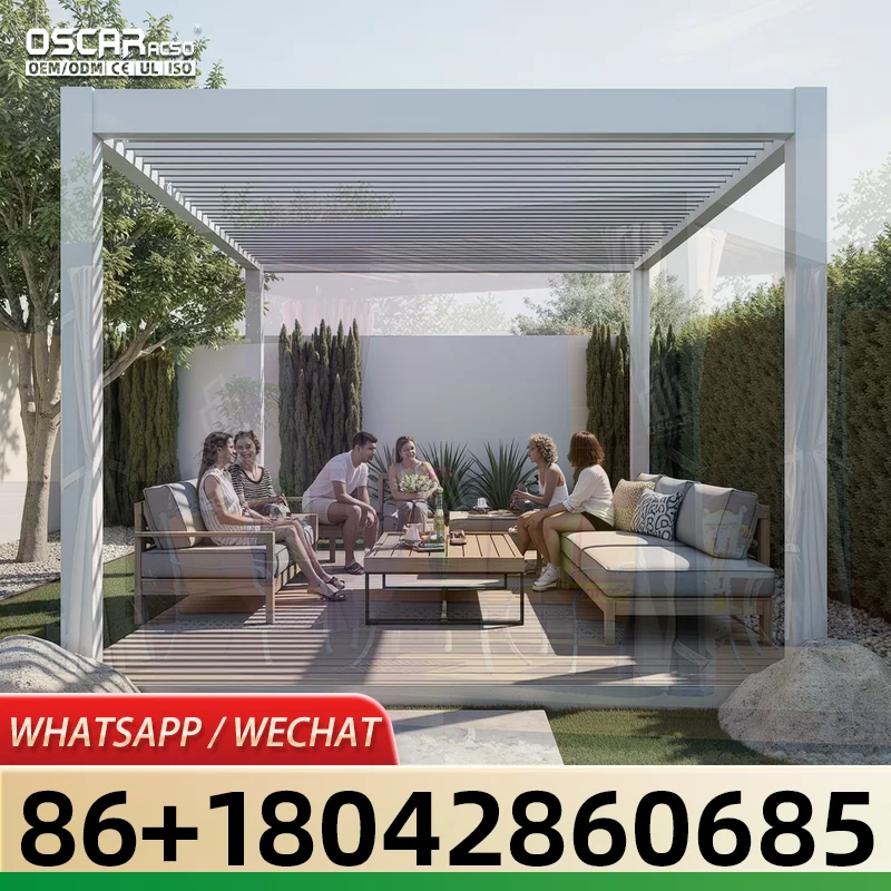 Motorized System Aluminum Profiles Garden Louvre Advanced Outdoor Structure for China Gardens Patios Backyards pergola