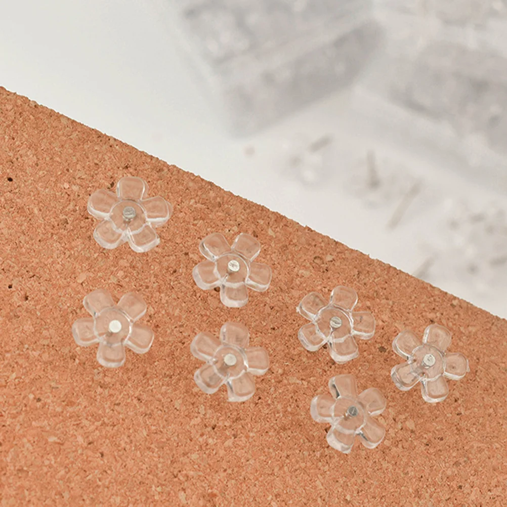 100 قطعة دبابيس دفع زهر البرقوق واضحة دبابيس دفع قوية لخريطة بمناسبة لوحات الإعلانات لوحة الفلين مسامير الإبهام مكتب جدار دفع دبوس #1