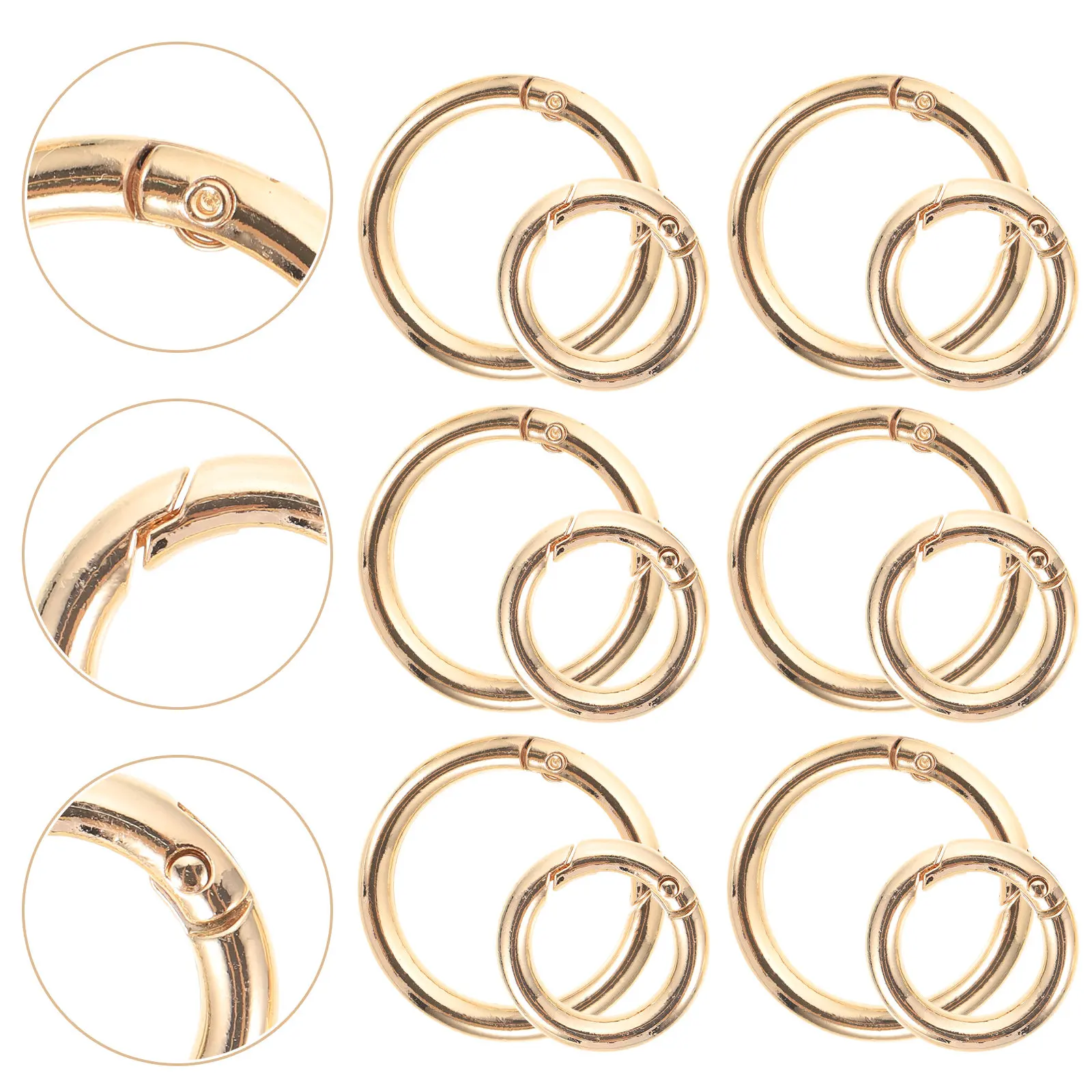 12Pcs Colored Round Keychain Rings Zinc Alloy Spring Snap Hooks Rust Resistant Smooth Opening DIY Bag Buckles Supplies