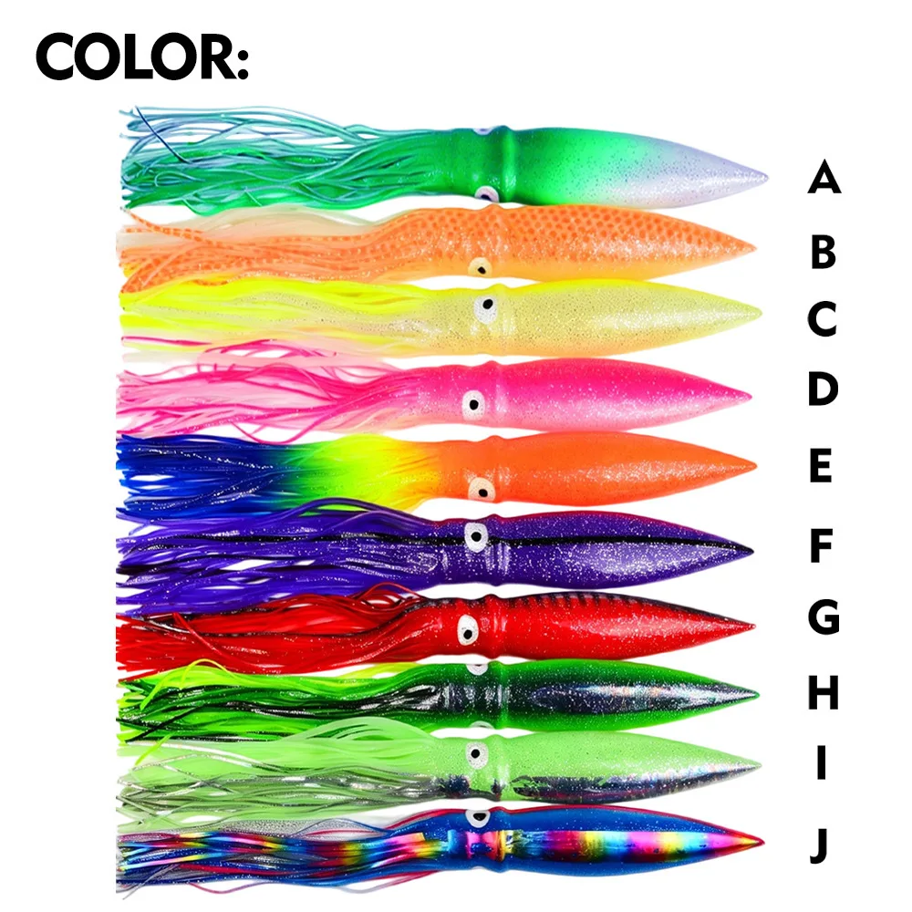 LHFSH Luminous Squid Skirt Soft Lure Artificial Octopus Bait for Saltwater Trolling Offshore Boat Big Game Tuna Fishing Tackle
