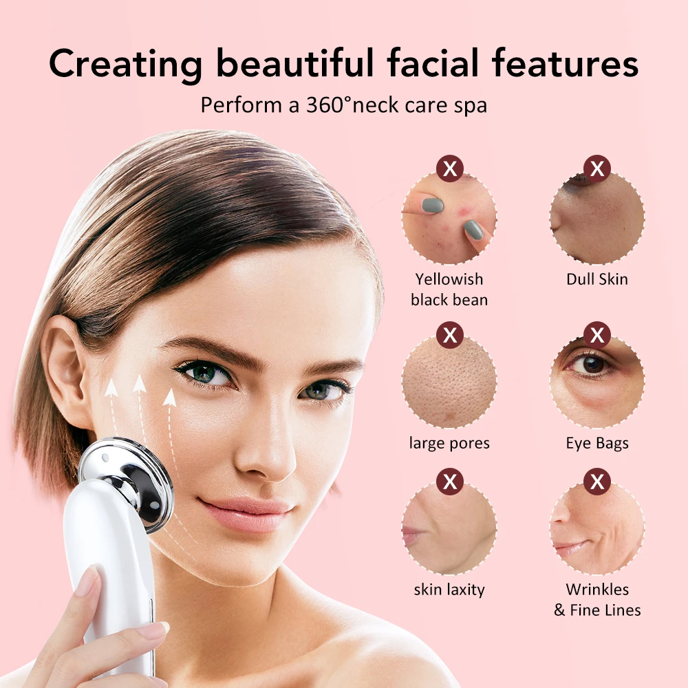 Dispositivo elettrico per massaggio facciale Cura della pelle multifunzionale Massaggiatore a vibrazione di bellezza Viso pulito Ringiovanimento della pelle Lifting Stringere