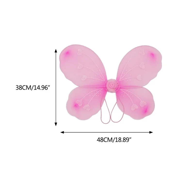 Kids Girls Dress Up Skirt Sparkling Sheer Butterfly Wing and Hair Accessories Children Princess Fairy Stage Wear