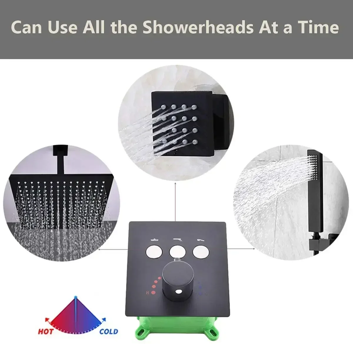 عبر الحدود 3-Way ضغط حراري متوازن صمام دش نحاسي محول المياه يسمح الاختيار المرن للاستحمام في الحمام F #2