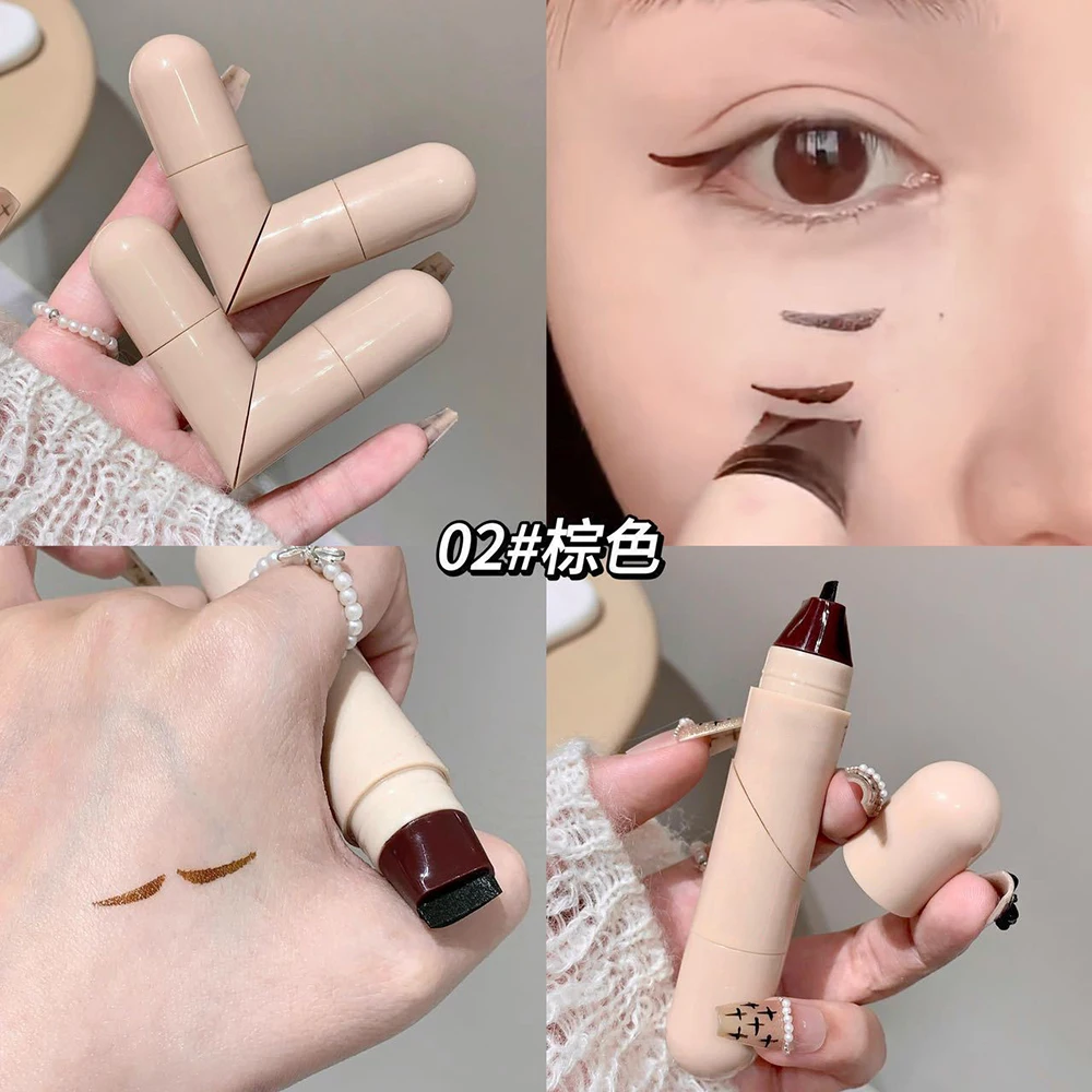 رؤوس مزدوجة كحل ختم أسود براون ماكياج عيون قالب أداة مقاوم للماء طويلة الأمد العين اينر تمديد كوميستيك #2