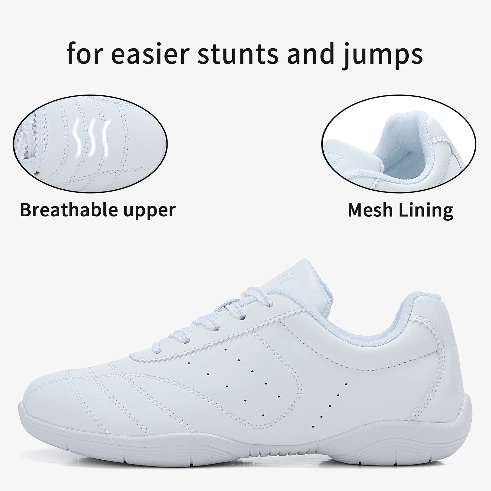 White Cheer Shoes For Girls Women Breathable Cheerleading Dance Shoes Comfortable Aerobics Sports Sneakers 2555