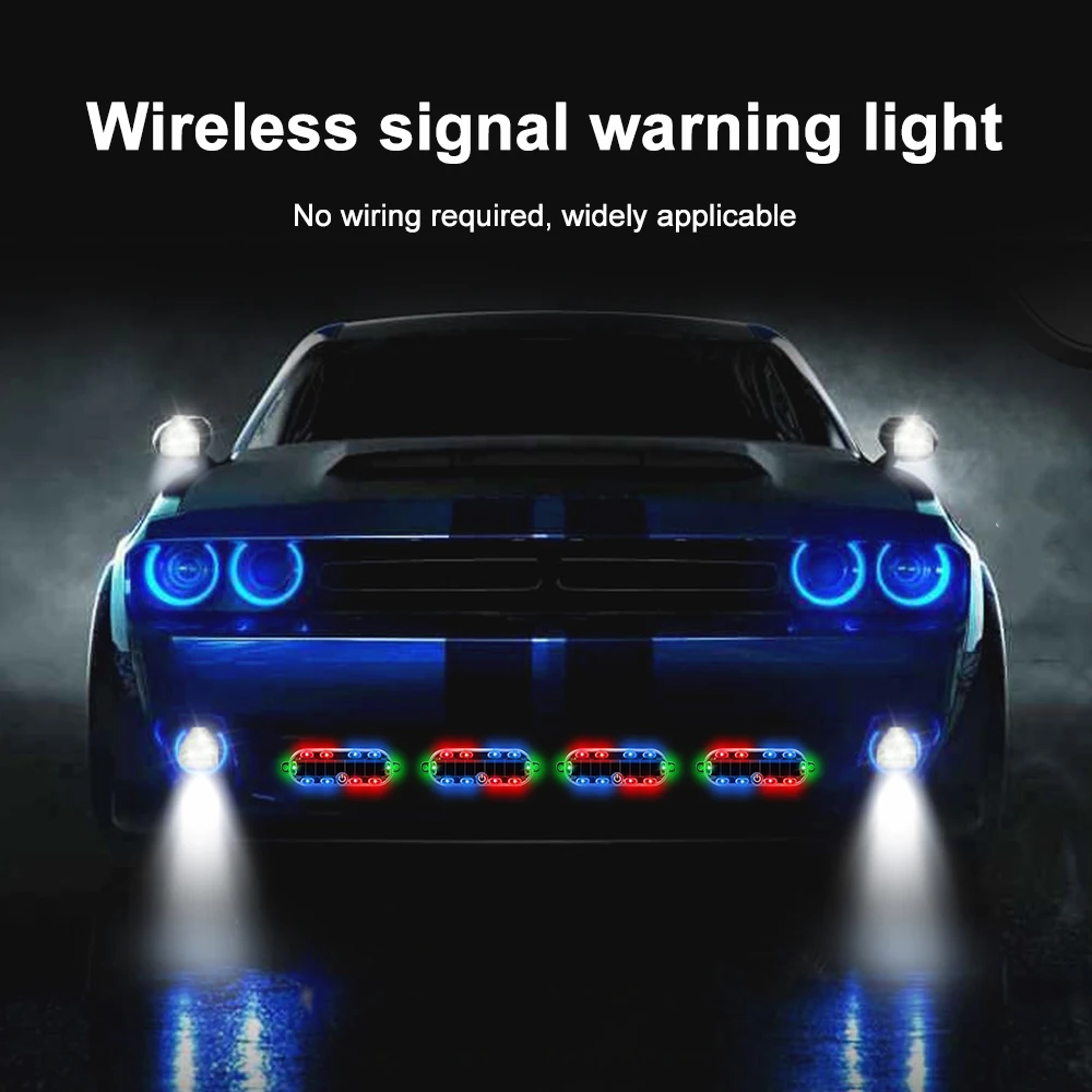 Solar Flashing Signal Light Emergency Warning Light 10pcs Led Beads for Car Motorcycle Waterproof Strobe Light with Touch Switch