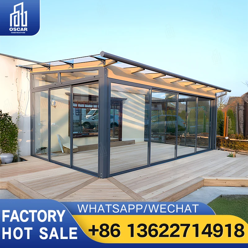 Aluminum Sunroom Glass Greenhouse DIY Kit Polycarbonate Panels Can Be Customized For Backyard Patio Outdoor Garden In US UK CA F