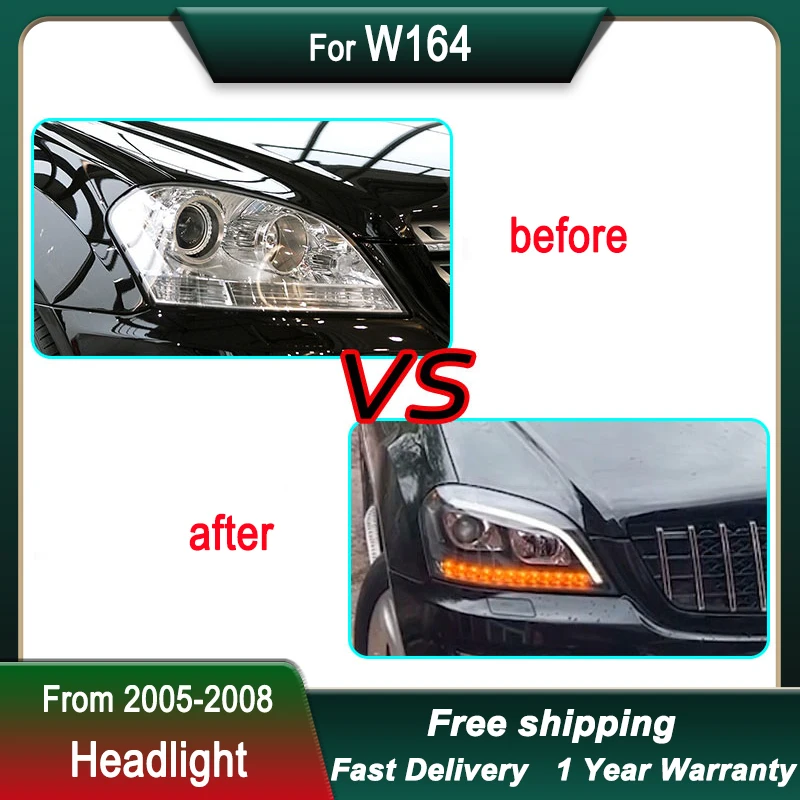 Car Headlights For Mercedes Benz ML CLASS W164 2005-2008 ML350 full LED Head Lamp  DRL Dynamic Signal Lamp  Front light Assembly