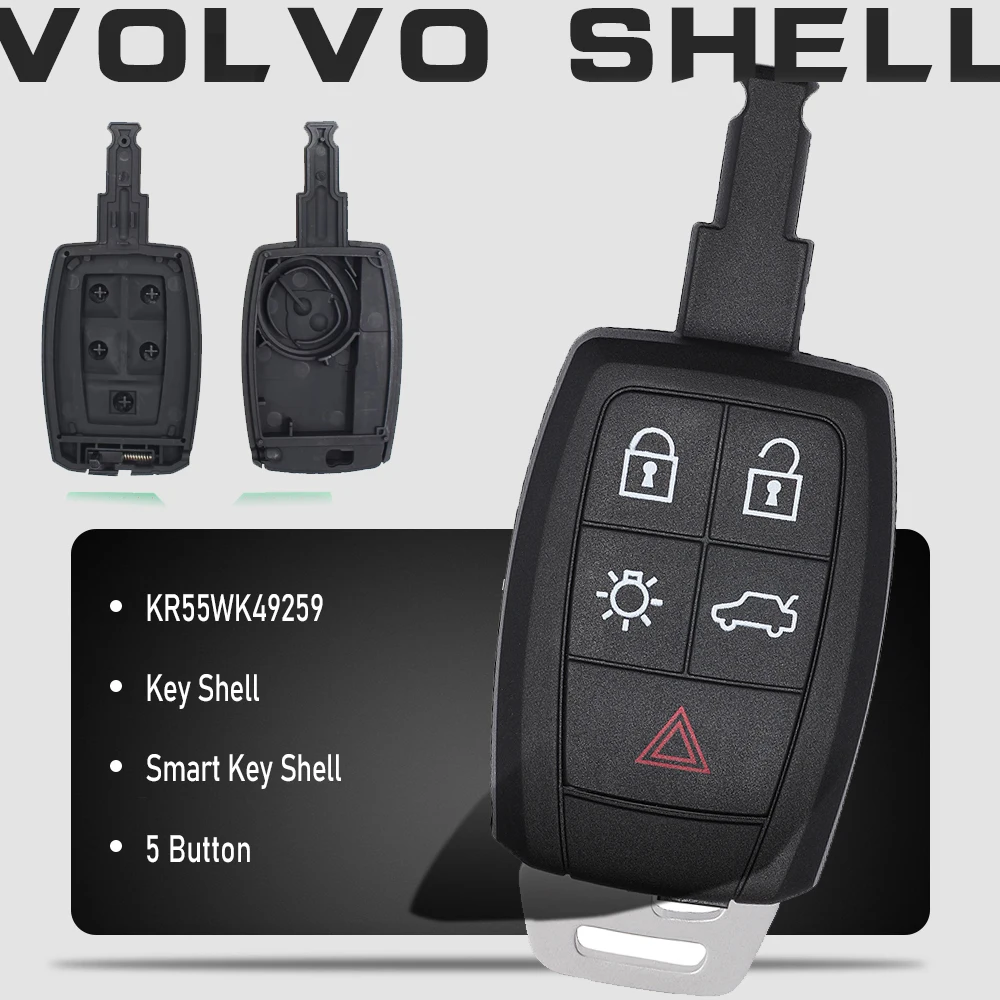 KEYECU 5 Pulsante Chiave A Distanza Intelligente Borsette Caso Fob per 2007 2008 2009 2010 2012 2013 Volvo C30 S40 V50 C70 KR55WK49259