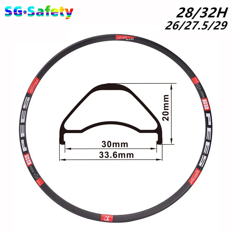 Mountain bike rim 26/27.5/29 inchs rim Aluminum alloy double-layer disc brake MTB rim 28/32 hole compatible tubeless tire 33.6mm