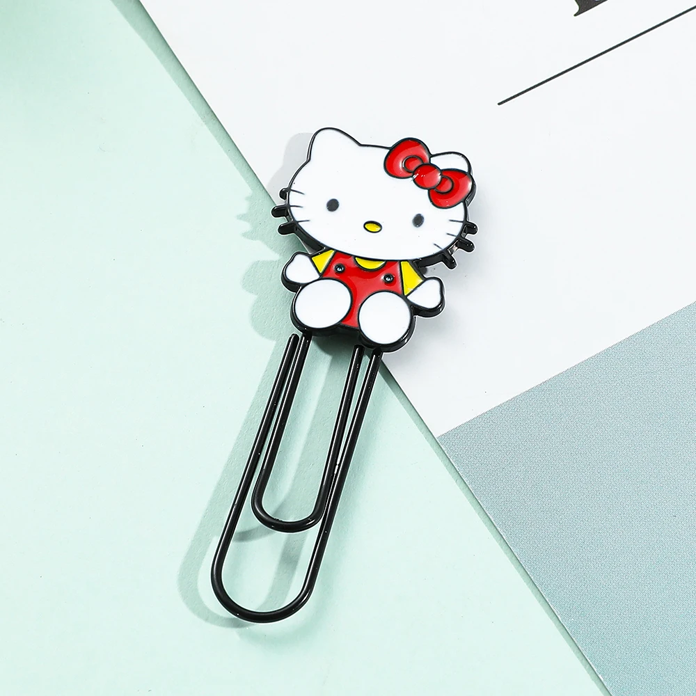 1pcs Cute Hello Kitty Metal Paper Clip Bookmarks Anime Fan Collect Sanrio Series Girls Gift Stationery School Supplies