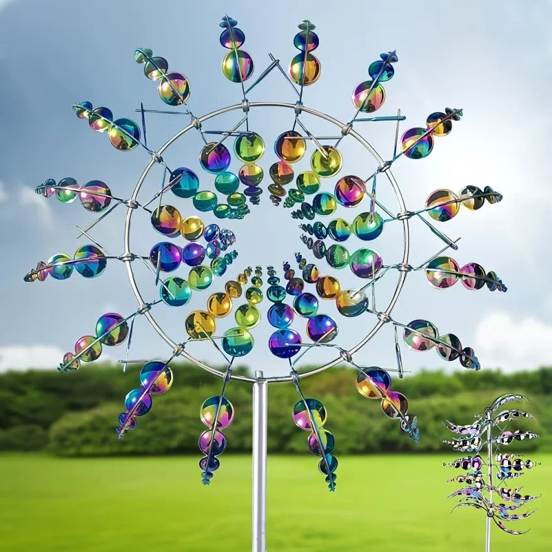 Metal Windmill Creative Courtyard Garden Lawn Decoration Wind Collector Magical Kinetic Energy Metal Windmill Rotator