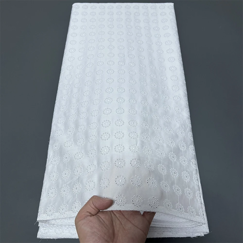 

Latest 2025 African Tulle Lace Fabric Nigerian Cotton Embroidery Wedding Dresses Prom Dresses High Quality 5Yard hz1388