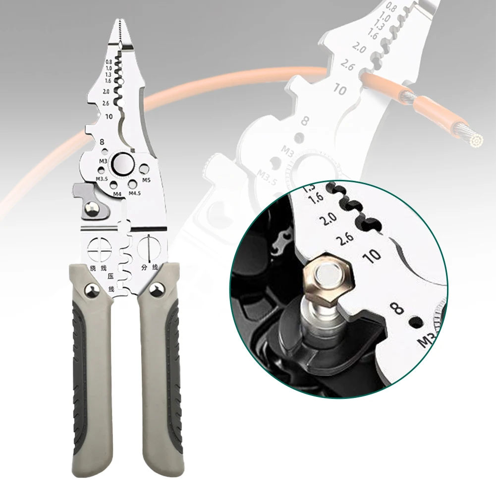 

Stainless Steel Wire Stripper Skinning Pliers Multi Functional Electrician Pliers Electric Wire Cutting & Stripping