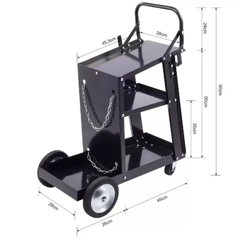 

4-Wheel Welding Machine Tool Trolley with Handle, Flat Hardware Storage Cart