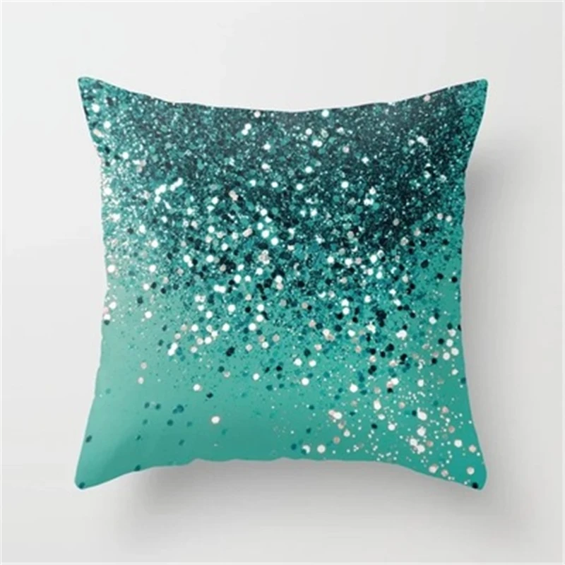 Modern Nordic Color Geometric Cushion Cover Glitter Gradient Printing Polyester Home Decoration Sofa Bed Car Pillow Cover